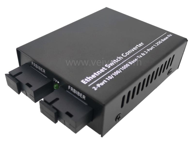 2-Port RJ45 2-Port SC SX SM Gigabit Media Converter (VV-MC1G-2SC2E-xxA/B)