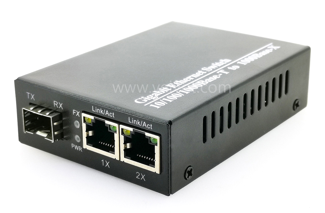 2-Port RJ45 1-Port SFP Gigabit Media Converter (VV-MC1G-1SF2E)