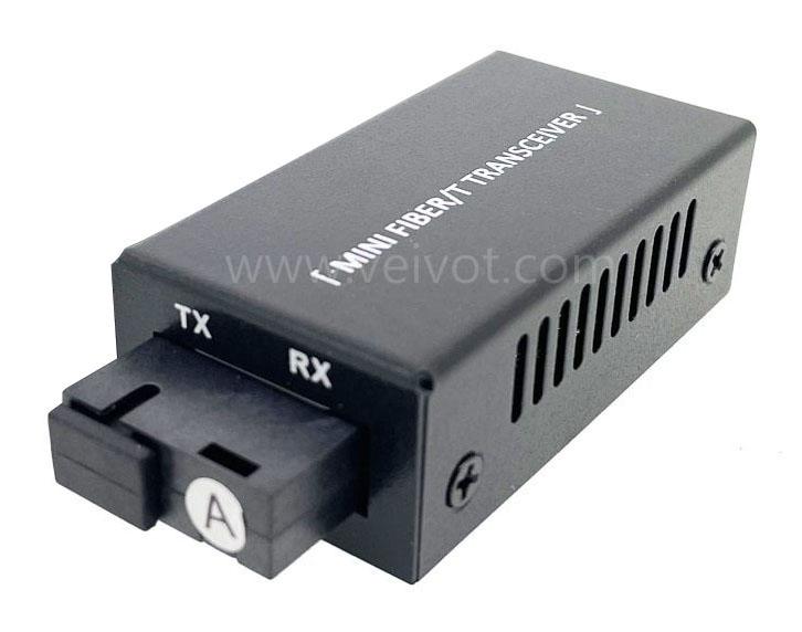 10/100Mbps 1-Port RJ45 1-Port SC SX SM Ultra Mini Media Converter (VV-M1MC-1SC1E-xxAB)