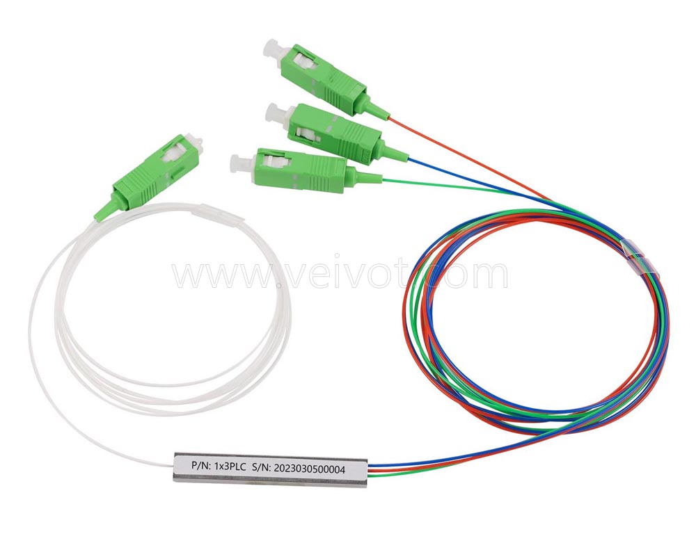 1 to 3 SC-APC 900um 2mtr Fiber Optic PLC Splitter - Veivot